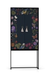 Schrank-Sideboard 2 Türen MDF grünem und fliederfarbenem Blumenmuster
