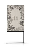 Schrank-Sideboard mit 2 Türen aus MDF weiß-grauem und schwarzem Druck