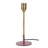 Pied de lampe grand modèle en métal doré, socle rose