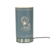 Lampe tactile motif chien en métal perforé gris bleu