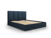 Bett mit Bettkasten und Kopfteil aus strukturiertem Stoff, dunkelblau