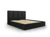 Bett mit Bettkasten und Kopfteil aus strukturiertem Stoff, schwarz