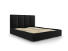 Bett mit Bettkasten und Kopfteil aus Samt, schwarz