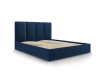 Bett mit Bettkasten und Kopfteil aus Samt, königsblau