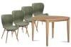Table ronde extensible pieds fuseau D105 + 4 chaises tissu