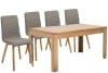 Table rectangulaire à rallonges L160/240 + 4 chaises scandinaves