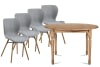 Table ronde extensible pieds tournés D115 + 4 chaises tissu