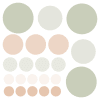 Stickers mureaux en vinyle rondes mix vert et beige