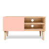 Mueble tv, 1 puerta y 1 estante separador rosa 90x50x40
