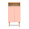 Mueble de entrada, 2 puertas y 1 estante abierto rosa 50x100x40