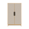 Armario, 2 puertas y 3 estantes color roble natural beige 141x86x40