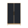 Armario, 2 puertas y 3 estantes color roble natural y gris 141x86x40