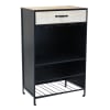 Mobile con portabottiglie in legno/metallo nero 59x39.5x95