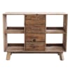 Mobile credenza portatv 4 cassetti in pino riciclato marrone 120x40x90