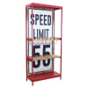 Mobile con portabottiglie in legno/metallo rosso/bianco 80.5x37x152.5