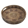 Plateau rond en rotin marron 50 cm