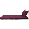 Tête de lit en pin massif avec futon bordeaux 140x200