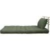 Tête de lit en pin massif avec futon kaki 140x200