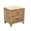 Comodino con 2 cassetti in legno di pino riciclato marrone
