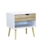 Comò comodino in truciolare bianco/marrone 50x39x49.7