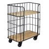 Scaffale industriale con ruote in legno nero