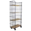 Scaffale industriale con ruote in legno nero
