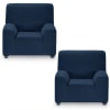 Pack 2 Fundas de sillón 1 plaza (70-110) cm azul