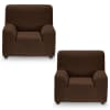 Pack 2 Fundas de sillón 1 plaza (70-110) cm marrón