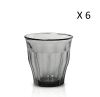 Lot de 6 - Verre à eau 25 cl en verre trempé résistant teinté gris