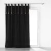 Rideau à passants et pompons polyester noir 140x240 cm