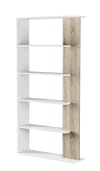 Bibliothèque avec 5 étagères en blanc et effet bois de chêne
