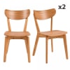 Lot de 2 chaises modernes en bois natural