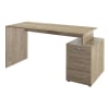 Scrivania con cassetti in truciolare rovere grigio 138x76x60