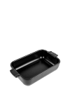 Plat four céramique individuel rectangle noir satin 22 cm