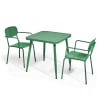 Mesa de jardín y 2 sillas de aluminio verde oliva