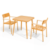 Ensemble table de jardin et 2 fauteuils aluminium/bois jaune moutarde