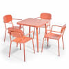 Ensemble table de jardin et 4 fauteuils en aluminium terracotta