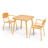 Ensemble table de jardin et 2 fauteuils en aluminium jaune moutarde