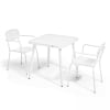 Set aus quadratischem Gartentisch und 2 Aluminiumsesseln Weiß