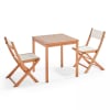 Gartenset aus Tisch und 2 Stühlen aus Textylen und holz Weiß