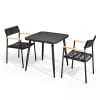 Quadratischer Gartentisch und 2 Sessel aus Aluminium/Holz Schwarz