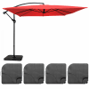 Quadratischer Regenschirm mit 4 befüllbaren Ballastplatten Rot