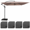 Quadratischer Regenschirm mit 4 befüllbaren Ballastplatten Taupe