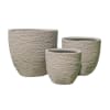 Set di 3 vasi da giardino in fibre naturali beige