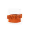 Bougeoir en verre et velours orange 15x15