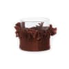 Bougeoir en verre et velours bordeaux 15x15