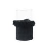 Bougeoir en verre et velour noir 15x25