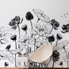 Papier peint panoramique nympheas noir et blanc 425x250cm