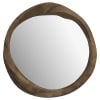 Miroir rond en bois de suar ondulé D53 cm