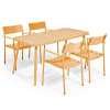 Ensemble table de jardin et 4 fauteuils en aluminium jaune moutarde